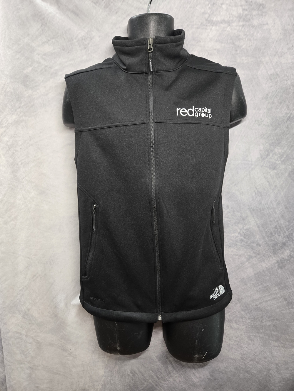 The North Face Black Men's Sleeveless Softshell Vest with White Logo